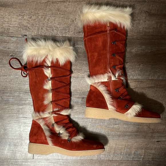 NWOT Coach Andi suede fur vintage boots - Picture 4 of 10